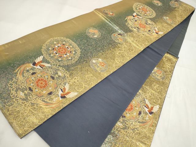 平和屋着物▼六通柄袋帯　古文烈菱紋　金糸　引箔　正絹　逸品　AABH1107wj