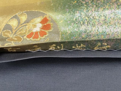 平和屋着物▼六通柄袋帯　古文烈菱紋　金糸　引箔　正絹　逸品　AABH1107wj