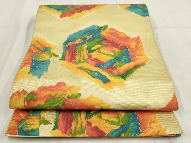 平和屋着物◎八寸名古屋帯 幾何学文様 正絹 逸品 AABH1122wj