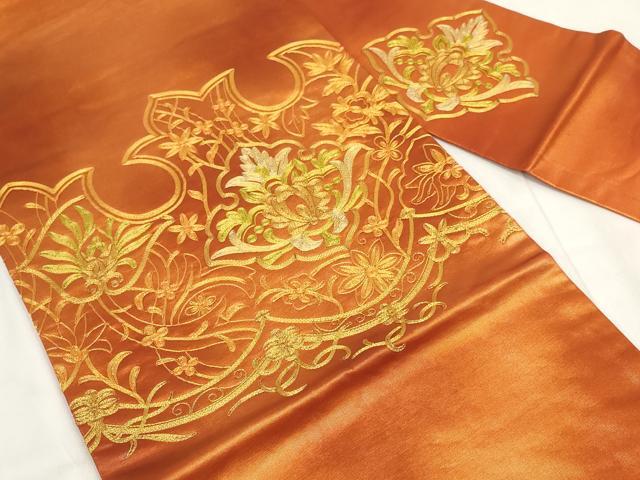 平和屋着物◎九寸名古屋帯 駒刺繍 吉祥花文 金銀糸 正絹 逸品 AABH1148wj