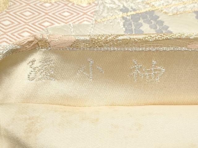 平和屋着物◎六通柄袋帯 綾小袖 扇面花文 金銀糸 正絹 逸品 AABH1188wj