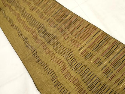 平和屋着物◎八寸名古屋帯　横段文　金糸　正絹　逸品　AABH1212wj