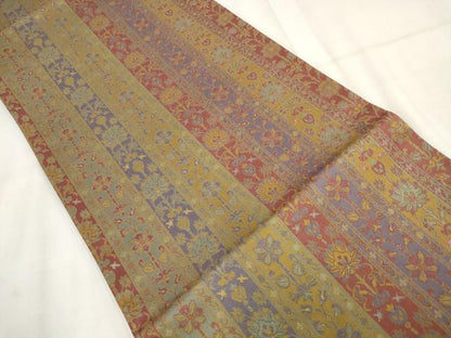平和屋着物◎全通柄京袋帯　花唐草間道　正絹　逸品　AABH1221wj