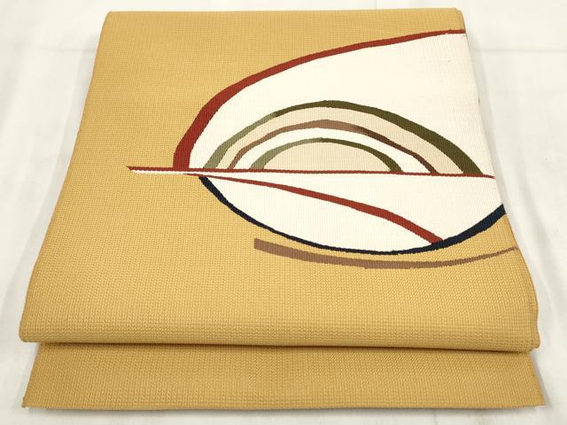 平和屋着物◎八寸名古屋帯　幾何学文様　正絹　逸品　AABH1289wj