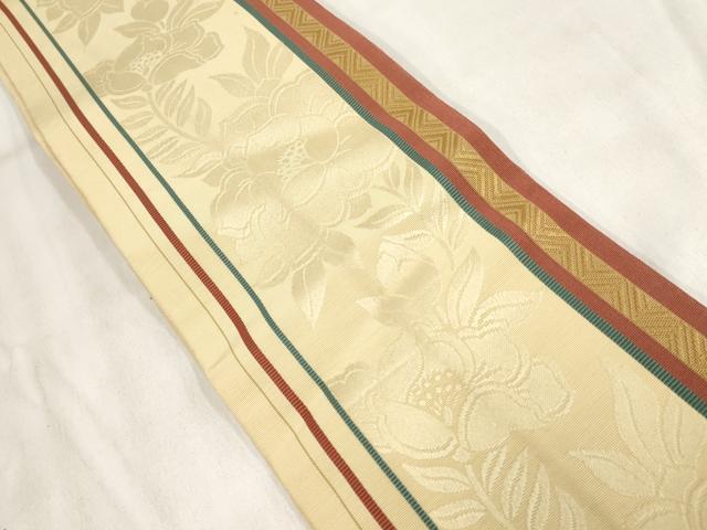 平和屋着物◎本場筑前博多織　半幅帯　草花間道　正絹　逸品　AABH1320wj