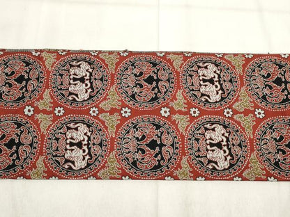 平和屋着物◎八寸名古屋帯　鳥獣花丸文　正絹　逸品　AABH1339wj