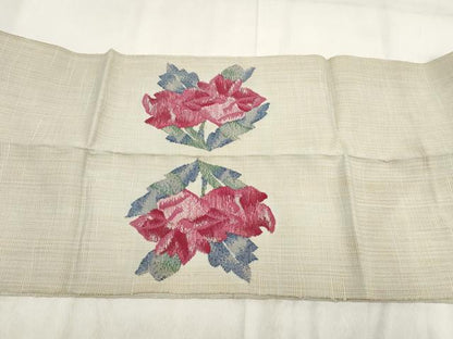 平和屋着物◎八寸名古屋帯　草花文　正絹　逸品　AABH1341wj