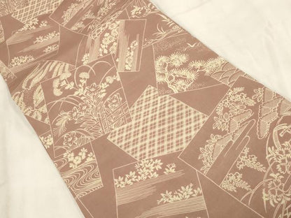 平和屋着物◎アンティーク　大正ロマン　丸帯　色紙草花文　正絹　逸品　AABH1353wj
