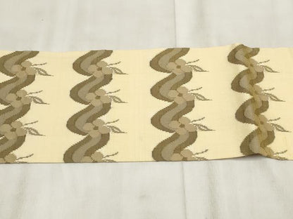 平和屋着物◎九寸名古屋帯 草花文 正絹 逸品 AABH1392wj