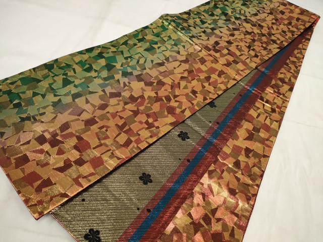 平和屋着物▼全通柄袋帯　箔散らし文様　金彩　正絹　逸品　AABH1418wj