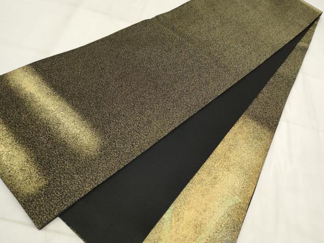 平和屋着物▼太鼓柄袋帯　霞文　黒地　金銀彩　正絹　逸品　AABH1520wj