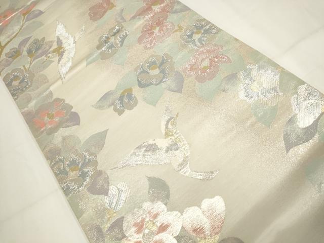 平和屋着物▼六通柄袋帯　花鳥文　金銀糸　正絹　逸品　AABH1732wj