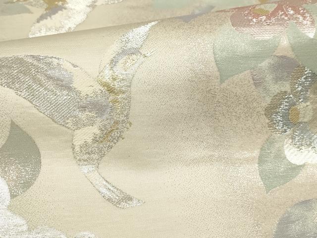 平和屋着物▼六通柄袋帯　花鳥文　金銀糸　正絹　逸品　AABH1732wj