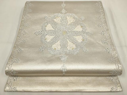 平和屋着物▼太鼓柄　本袋帯　吉祥花文　金銀糸　正絹　逸品　AABH1737wj