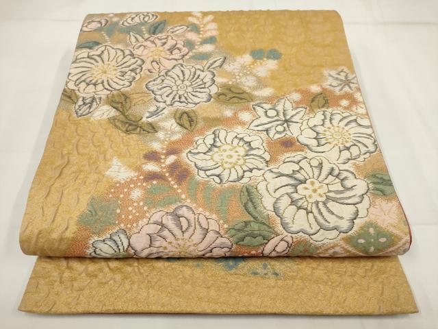 平和屋着物▼六通柄袋帯 ふくれ織 辻が花 金銀糸 正絹 逸品 AABH1758wj