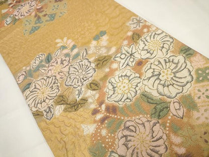 平和屋着物▼六通柄袋帯 ふくれ織 辻が花 金銀糸 正絹 逸品 AABH1758wj