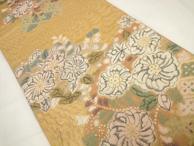 平和屋着物▼六通柄袋帯 ふくれ織 辻が花 金銀糸 正絹 逸品 AABH1758wj