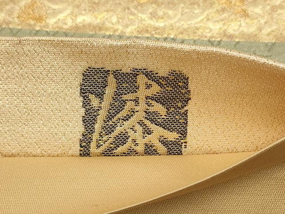 平和屋着物▼六通柄袋帯 道長花鳥文 金糸 正絹 逸品 AABH1845wj