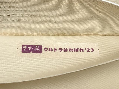 平和屋着物▼太鼓柄袋帯 螺鈿箔 鴛鴦花文 金銀彩 引箔 さが美扱い 正絹 逸品 AABH1882wj