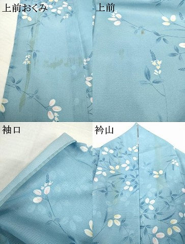 平和屋着物＊夏物 小紋 絽 蔦の葉文 洗える着物 AABH1921ck