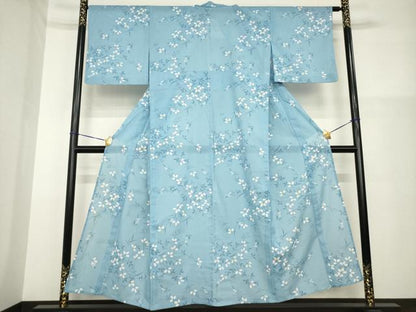 平和屋着物＊夏物 小紋 絽 蔦の葉文 洗える着物 AABH1921ck