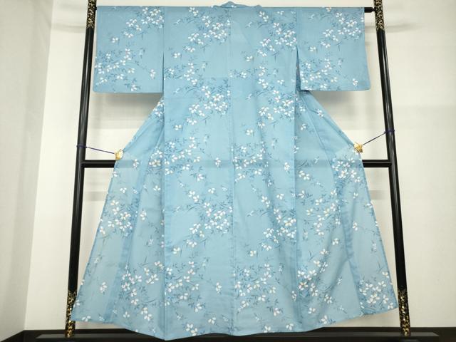 平和屋着物＊夏物 小紋 絽 蔦の葉文 洗える着物 AABH1921ck