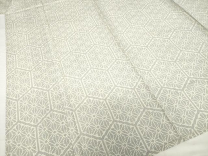 平和屋着物＊夏物 本場大島紬 夏大島 白大島 9マルキ 亀甲麻の葉文 正絹 逸品 AABH1924ck