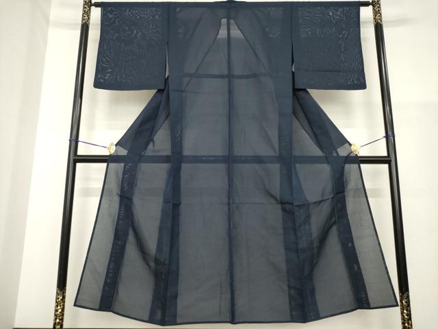 平和屋着物＊夏物 色無地 絽 藍鉄色 正絹 逸品 AABH1925ck