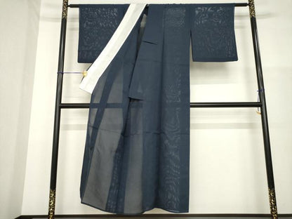 平和屋着物＊夏物 色無地 絽 藍鉄色 正絹 逸品 AABH1925ck