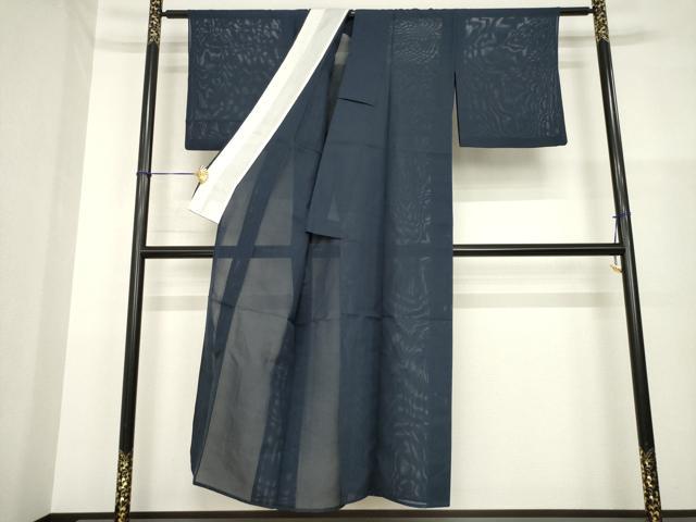 平和屋着物＊夏物 色無地 絽 藍鉄色 正絹 逸品 AABH1925ck