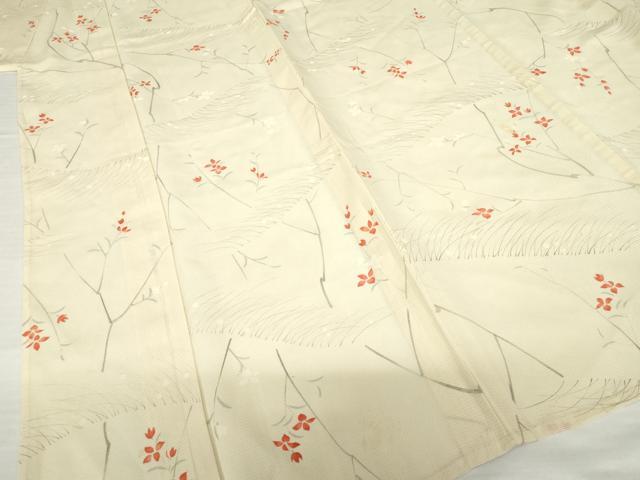平和屋着物＊夏物 小紋 絽 手描き 枝花文 正絹 逸品 AABH1928ck