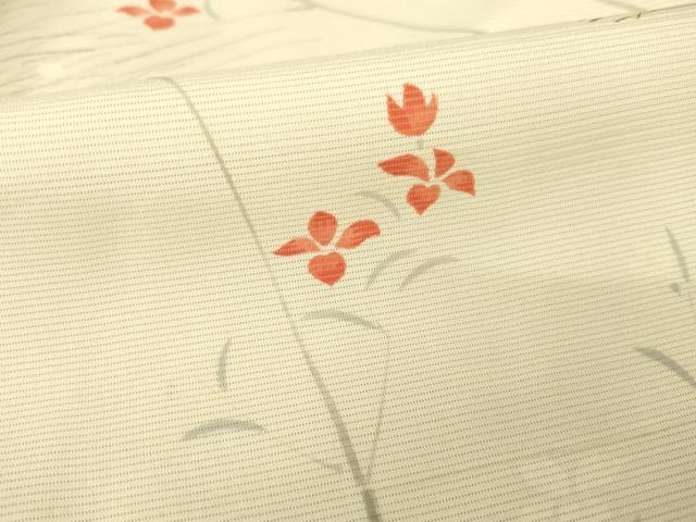 平和屋着物＊夏物 小紋 絽 手描き 枝花文 正絹 逸品 AABH1928ck