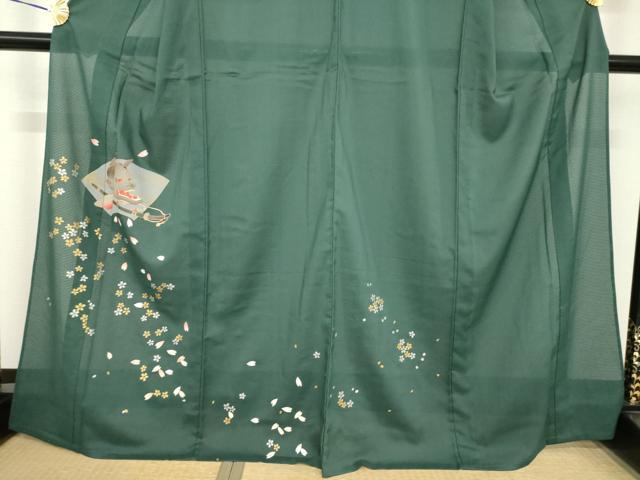 平和屋着物＊夏物 訪問着 絽 地紙花文 般若 金銀彩 洗える着物 AABH1929ck