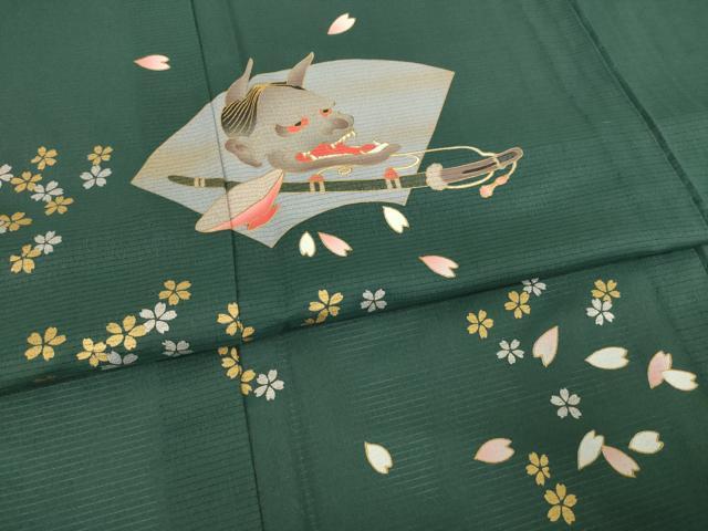 平和屋着物＊夏物 訪問着 絽 地紙花文 般若 金銀彩 洗える着物 AABH1929ck