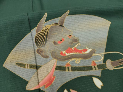 平和屋着物＊夏物 訪問着 絽 地紙花文 般若 金銀彩 洗える着物 AABH1929ck