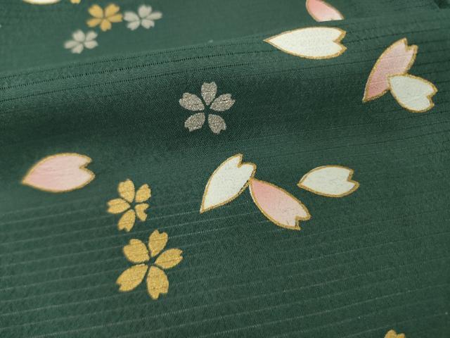 平和屋着物＊夏物 訪問着 絽 地紙花文 般若 金銀彩 洗える着物 AABH1929ck