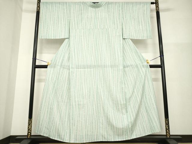 平和屋着物＊夏物 小紋 絽 よろけ縞 舞蝶文 洗える着物 AABH1930ck