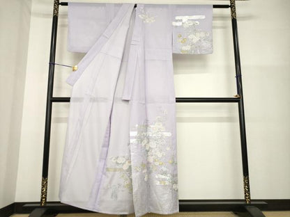 平和屋着物＊夏物　訪問着　絽　草花文　銀彩　洗える着物　AABH1932ck