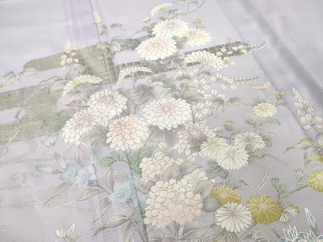 平和屋着物＊夏物　訪問着　絽　草花文　銀彩　洗える着物　AABH1932ck