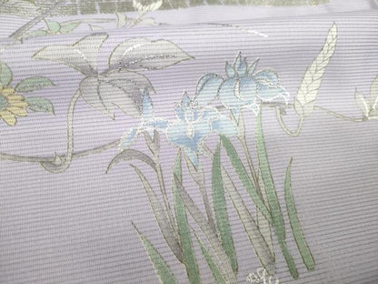 平和屋着物＊夏物　訪問着　絽　草花文　銀彩　洗える着物　AABH1932ck