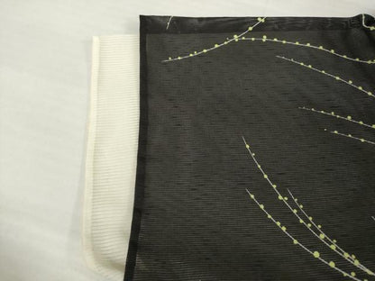 平和屋着物＊夏物 小紋 絽 枝花文 黒地 洗える着物 AABH1933ck
