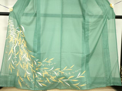 平和屋着物＊夏物　訪問着　絽　枝葉文　金彩　洗える着物　AABH1934ck