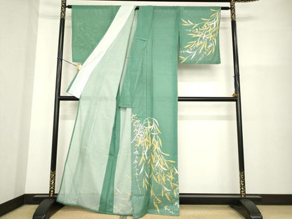 平和屋着物＊夏物　訪問着　絽　枝葉文　金彩　洗える着物　AABH1934ck