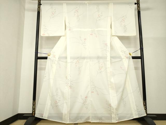 平和屋着物＊夏物 小紋 絽 草花文 洗える着物 AABH1939ck