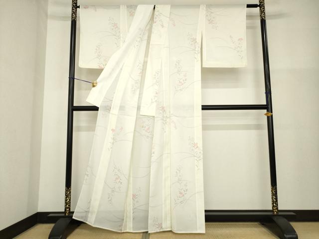 平和屋着物＊夏物 小紋 絽 草花文 洗える着物 AABH1939ck