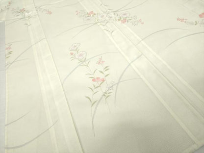 平和屋着物＊夏物 小紋 絽 草花文 洗える着物 AABH1939ck