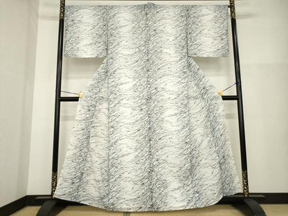 平和屋着物＊夏物 小紋 絽 草花文 洗える着物 AABH1940ck