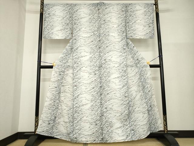 平和屋着物＊夏物 小紋 絽 草花文 洗える着物 AABH1940ck