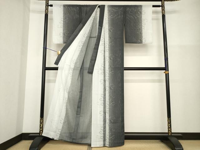 平和屋着物＊夏物 小紋 絽 蔦草間道 洗える着物 AABH1942ck