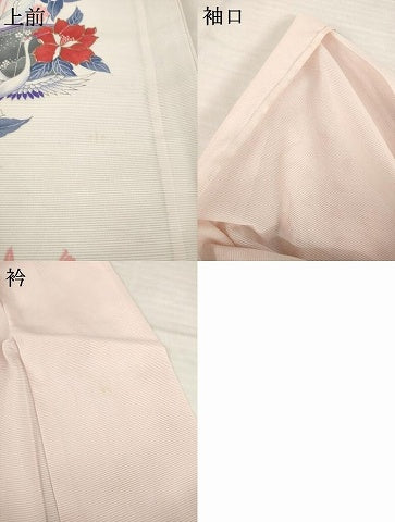 平和屋着物＊夏物 訪問着 絽 群れ鶴屏風花文 金彩 洗える着物 AABH1943ck